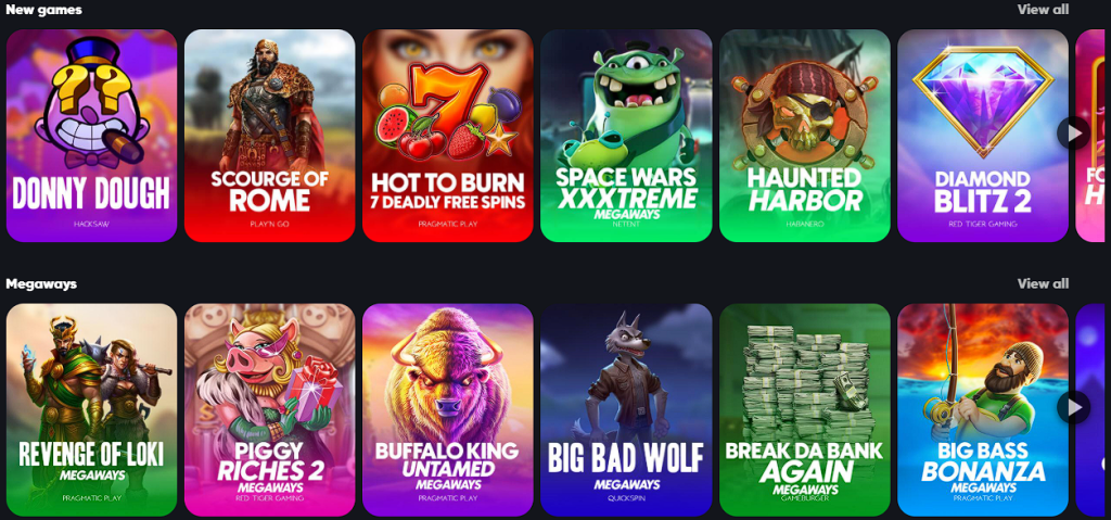 Screenshot of the most popular games at Instant Casino in 2025 Instant Casino game selection